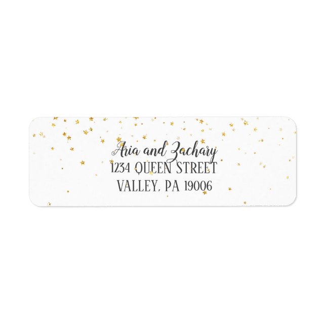 Gold Confetti Calligraphy Address Labels (Vorne)