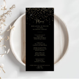 Gold Confetti Calligraphy Extravagant Script Dinne Menükarte