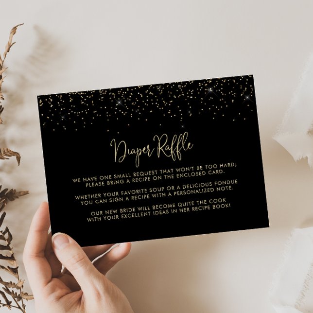 Gold Confetti Calligraphy Wedding Recipe Anfrage Begleitkarte (Von Creator hochgeladen)