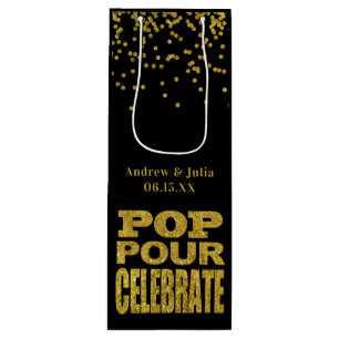 Gold Confetti Celebration   Eigene Farbe Geschenktüte Für Weinflaschen
