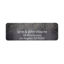 Gold Confetti Chalkboard Wedding Rücksendeadresse