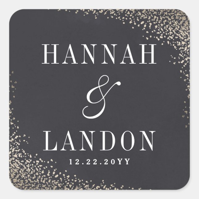 Gold confetti couples mariage autocollant faux feu (Devant)