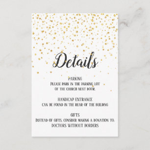 Gold Confetti Detail Beipackkarte Begleitkarte