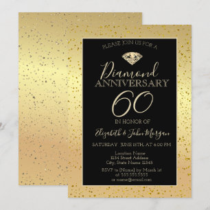 Gold Confetti Diamond Hochzeitstag Einladung