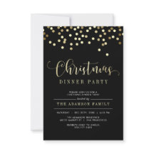 Gold Confetti Dîner de Noël Invitation