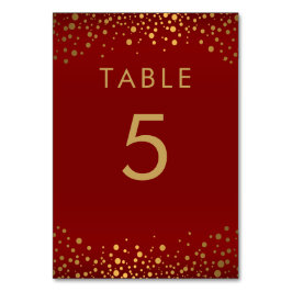Gold Confetti Dots and Maroon Red - Tischnummern