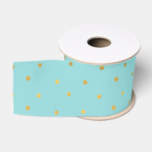 Gold Confetti Dots Aqua Mint Ripsband