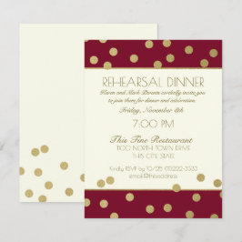 Gold Confetti Dots Burgundy Probe Dinner Einladung