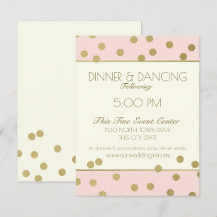 Gold Confetti Dots Elfenbein und rosa Empfang Einladung