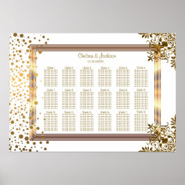 Gold Confetti Dots Gerahmt -18 Seating Chart Poster