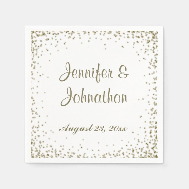 Gold Confetti Dots Hochzeitsempfang Serviette (Vorderseite)