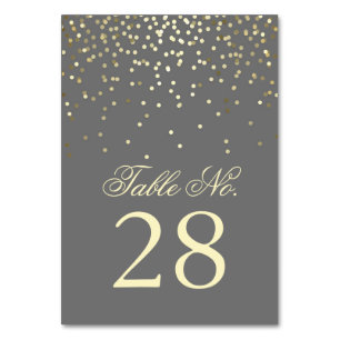 Gold Confetti Dots Hochzeitsfeier Tischnummer