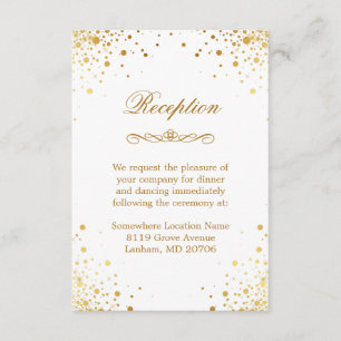 Gold Confetti Dots Hochzeitsunterkunft Empfang Begleitkarte