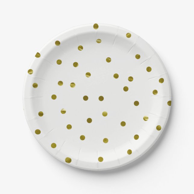 Gold Confetti Dots Imitate Foil Modern Chic Einfac Pappteller (Vorderseite)