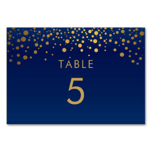 Gold Confetti Dots & Navy Blue 2 - Table Card Tischnummer