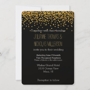 Gold Confetti Dots Wedding Einladung