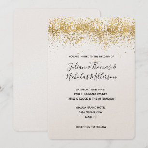 Gold Confetti Dots Wedding Einladungen