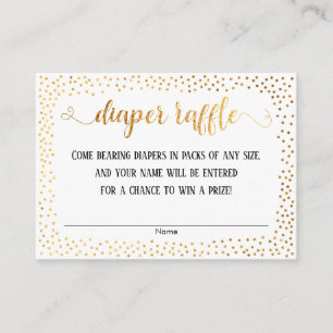 Gold Confetti, Drehbuch auf White Diaper Raffle Ca Begleitkarte