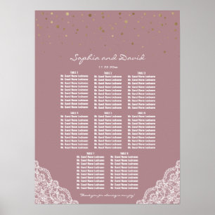Gold Confetti Dusty Rose Spitzentabelle Poster