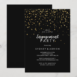 Gold Confetti Einladung der schwarzen Bewerbungs