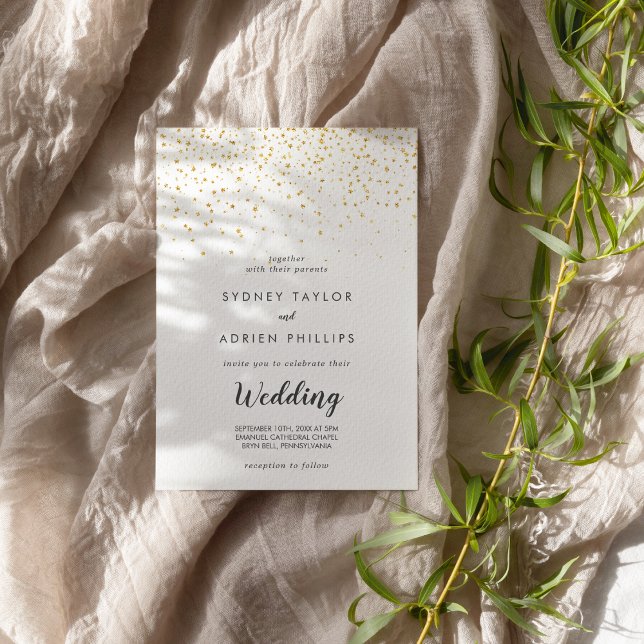 Gold Confetti Einladung zur informellen Hochzeit (Von Creator hochgeladen)