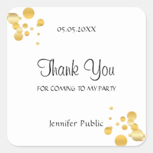 Gold Confetti Elegant Vielen Dank, dass Sie Skript Quadratischer Aufkleber
