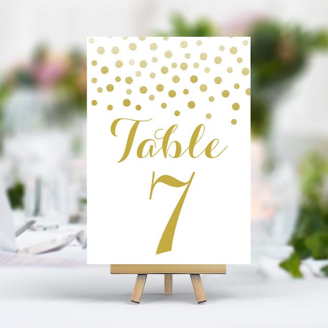 Gold Confetti Elegante Wedding Tischnummer Card (Von Creator hochgeladen)