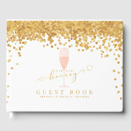 Gold Confetti Elegantes Champagner Brautparty Gästebuch