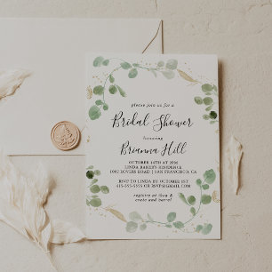 Gold Confetti Eucalyptus Foliage Brautparty Einladung