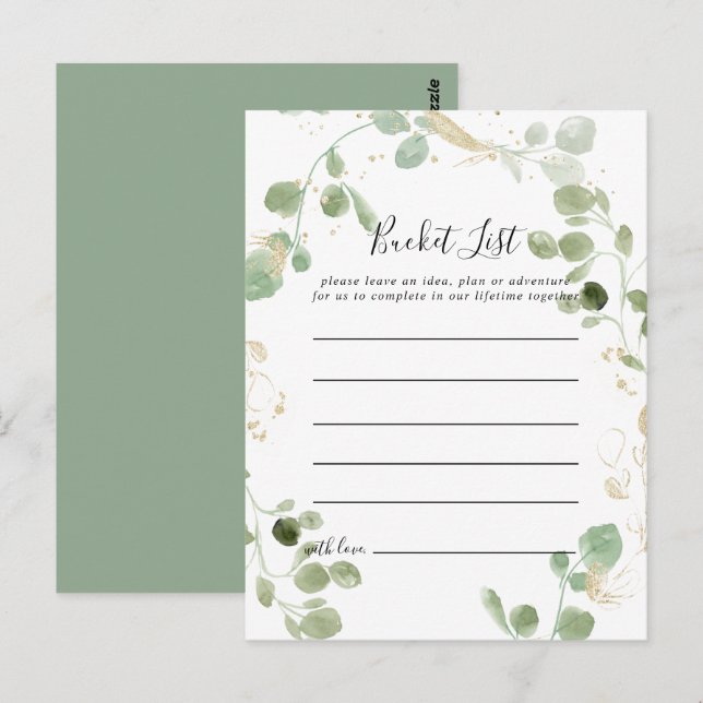 Gold Confetti Eucalyptus Foliage Bucket List Cards Postkarte (Vorne/Hinten)