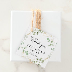 Gold Confetti Eucalyptus Foliage Wedding Geschenkanhänger
