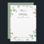 Gold Confetti Eucalyptus Wedding Well Wishings Hinweiskarte<br><div class="desc">Diese goldene Konfetti eucalyptus Hochzeit auch Wünsche Beratung Karte ist ideal für eine rustikale Hochzeit. Das Design zeichnet sich durch Aquarell Eukalyptus grünes Blattwerk mit goldenen Konfetti aus. Diese Karten sind ideal für Hochzeiten, Brautparty, Babydusche, Graduiertenfest u.v.m. Personalisieren Sie die Karten mit den Namen der Braut und Bräutigam, den Eltern,...</div>