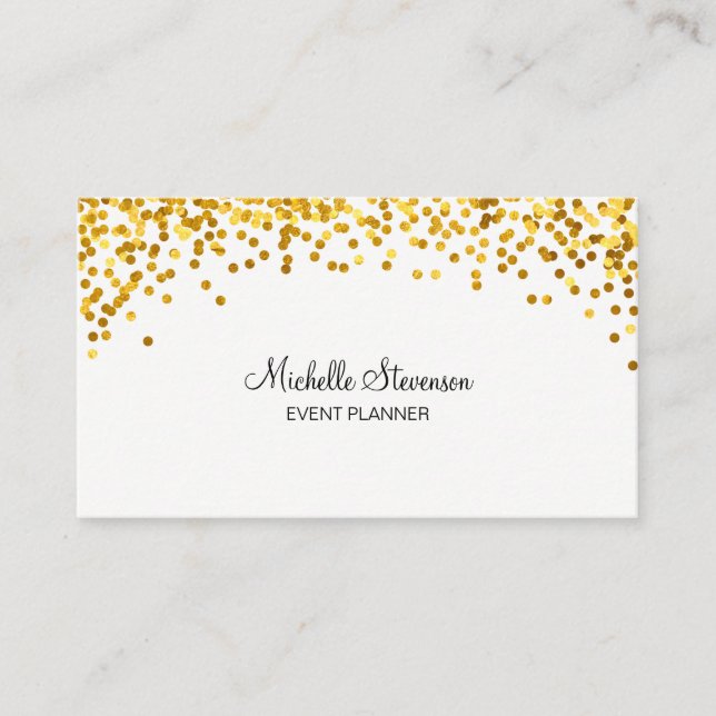 Gold Confetti Event Planner Cartes de visite (Devant)