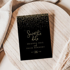 Gold Confetti Extravagantes Skript Save the Date P Postkarte