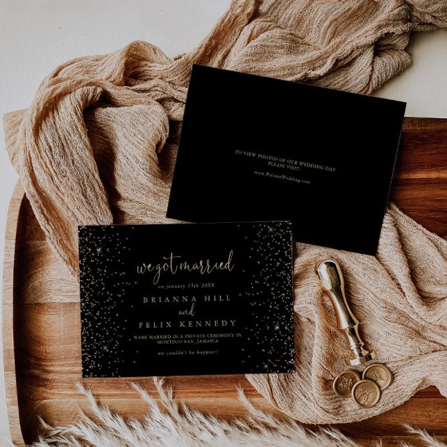 Gold Confetti Fancy Script Elopement Faire-part (Créateur téléchargé)