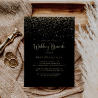 Gold Confetti Fancy Script Wedding Brunch 