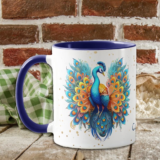 Gold Confetti Fantasy Peacock Tasse (Von Creator hochgeladen)