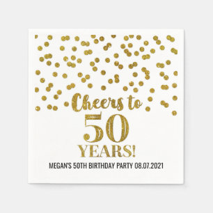 Gold Confetti Feiert 50 Jahre Geburtstag Serviette