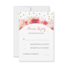 Gold Confetti Floral Aquarelle rose pâle RSVP
