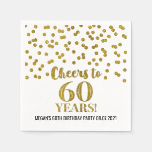 Gold Confetti freut sich auf 60 Jahre Geburtstag Serviette