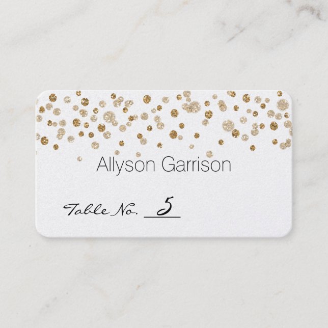 Gold Confetti Glam Glitzer Wedding Tischnummer Platzkarte (Vorderseite)