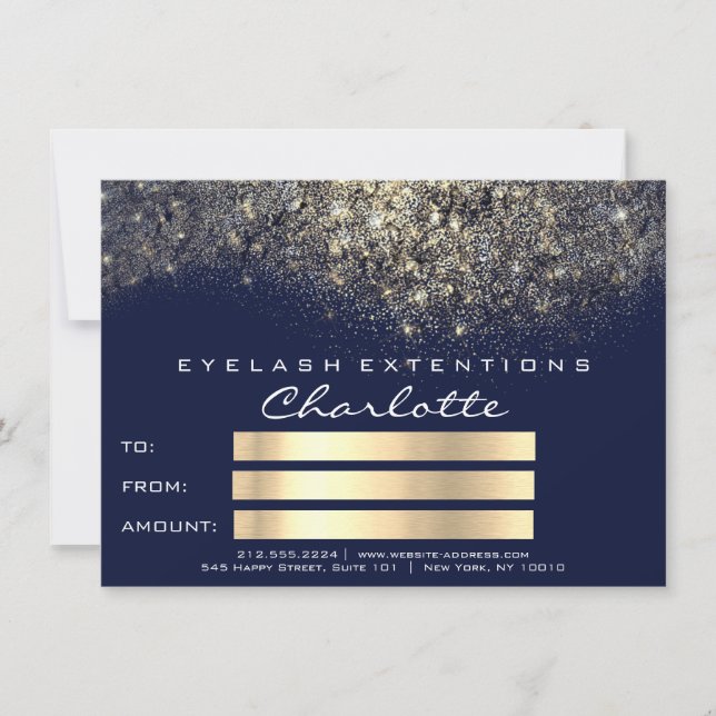Gold Confetti Glitzer Blue Navy Zertifikat Geschen (Vorderseite)