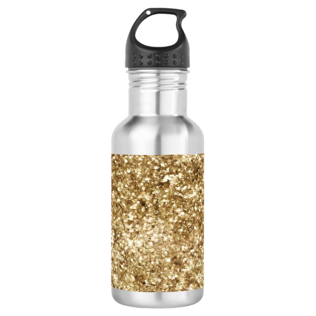Gold Confetti Glitzer Edelstahlflasche (Vorderseite)