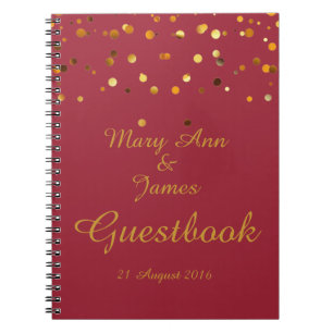 Gold Confetti Glitzer Imitate Foil Maroon Guest Notizblock