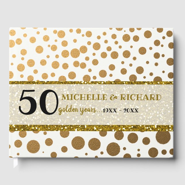 Gold Confetti Golden Wedding Jubiläum Gästebuch (Vorderseite)