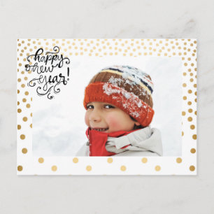 Gold Confetti Happy New Year Postcard Feiertagspostkarte