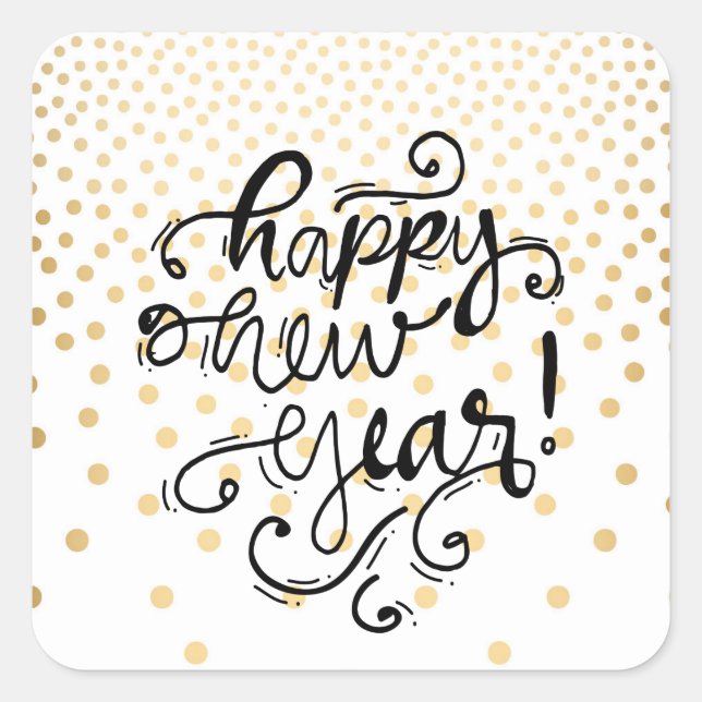 Gold Confetti Happy New Year Stickers (Vorderseite)