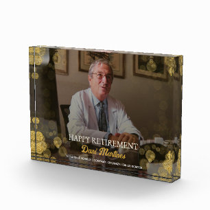 Gold Confetti Happy Retirement Geschenk Foto Block