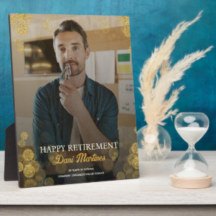 Gold Confetti Happy Retirement Geschenk Fotoplatte