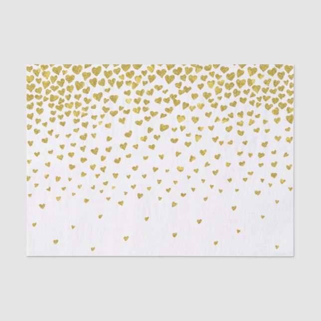 Gold Confetti Hearts Seidenpapier (Vorderseite)